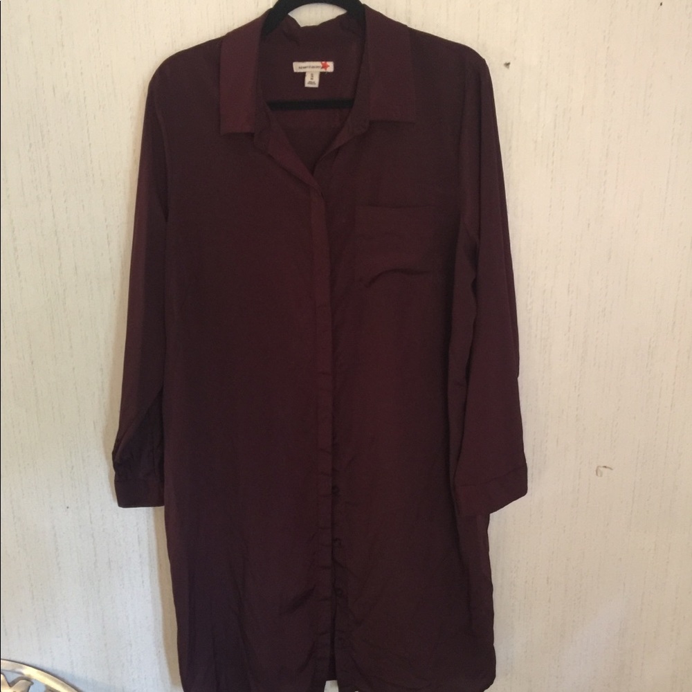 Burgundy shirt dress